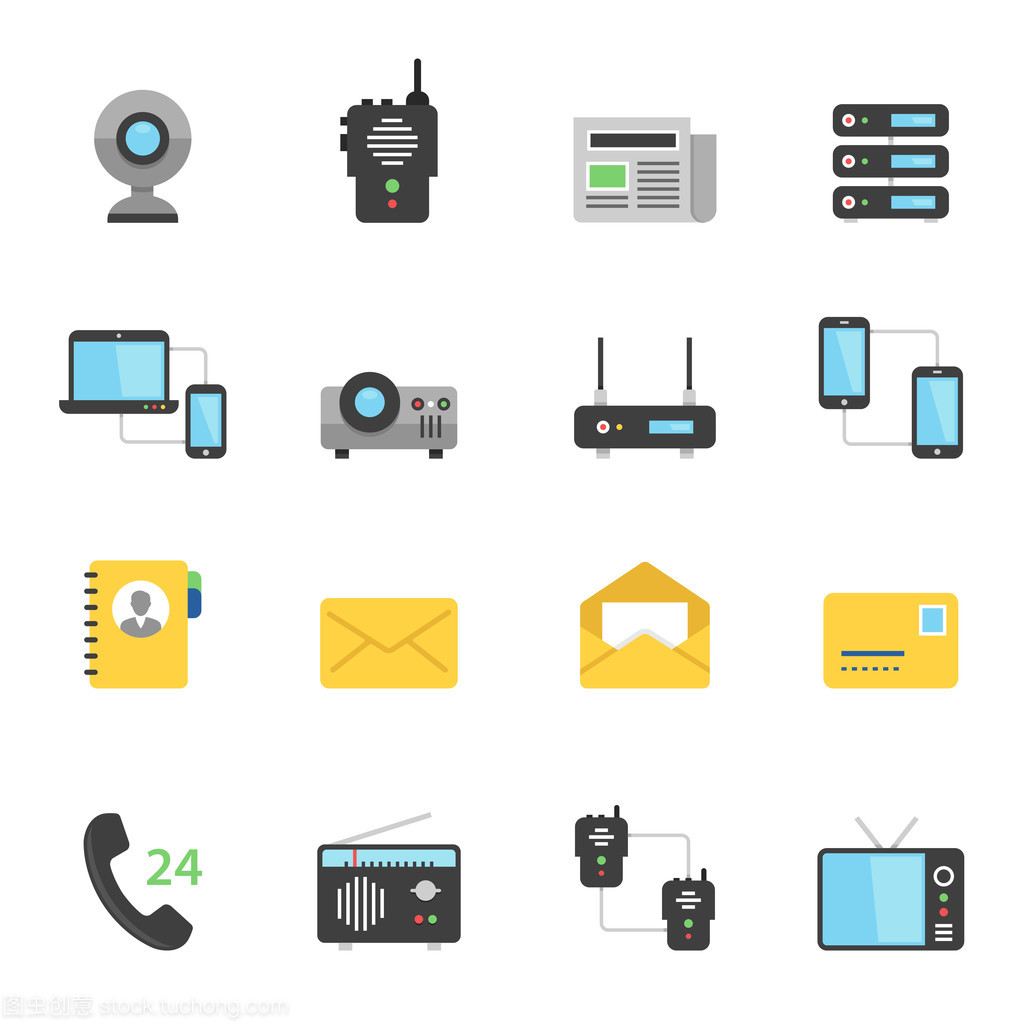 顏色圖標集 通信設備與通訊設備的視覺設計
